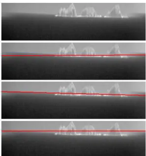 Fig.  15.  The  experimental  result  of  horizontal  detectio,  (top)  original  image,  (top-middle)  Fefilatyev's  method,  (top-bottom)  Libe's  method,  (bottom)  proposed  method.