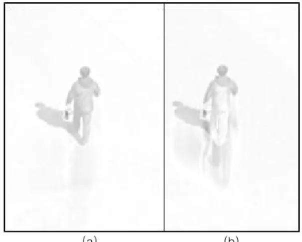 Fig.  1.  The  differential  image  at  the  same  time  (a)  Differential  image  by  exponentially  reduced  adaptive 