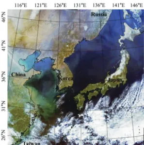 Fig. 1.  A colored image derived from GOCI on 5 April 2011.
