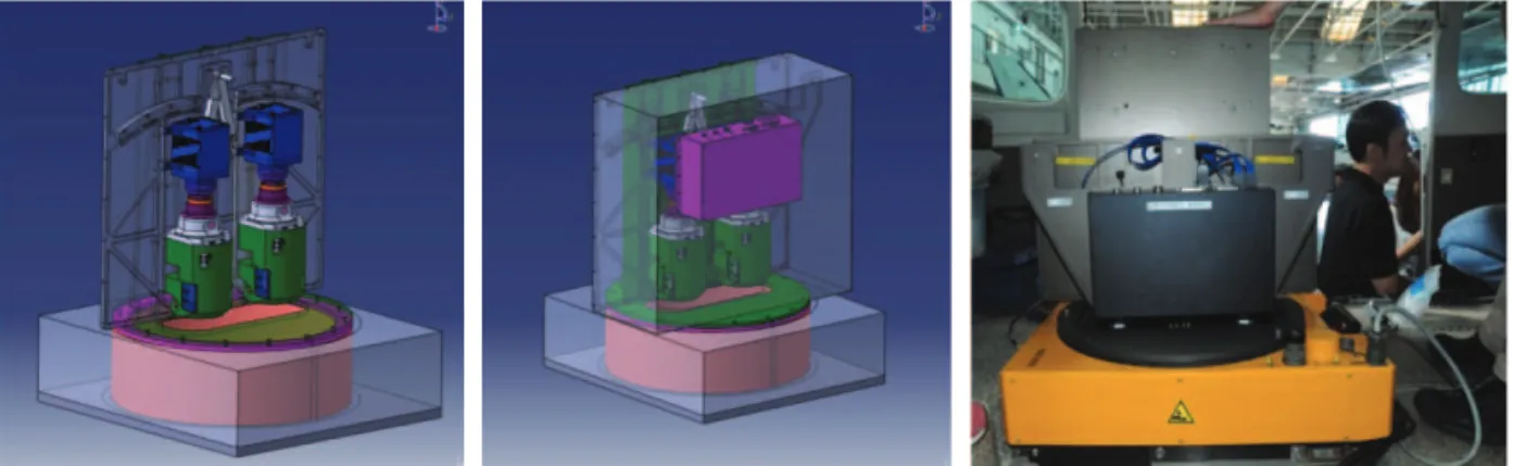Fig. 13.  Mounting adaptor and mounted configuration on the airplane.