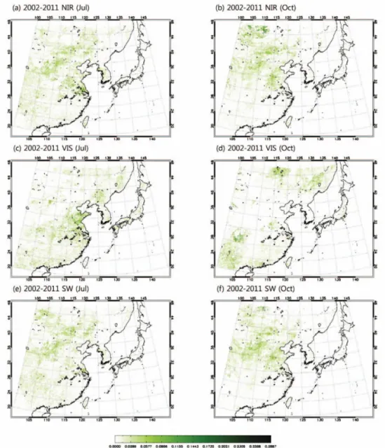Fig. 4. Difference of albedo in 2002 and 2011.