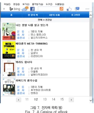 그림 7. 전자책 목록(웹) Fig. 7. A Catalog of eBook