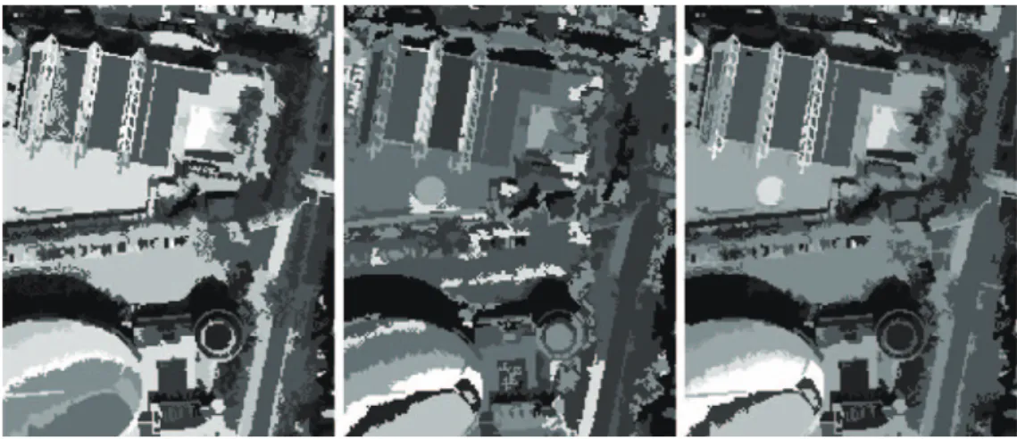 Fig. 14.  Classified images of (2), (3) and (4) in Fig. 4 using SAG-based MCN merging.