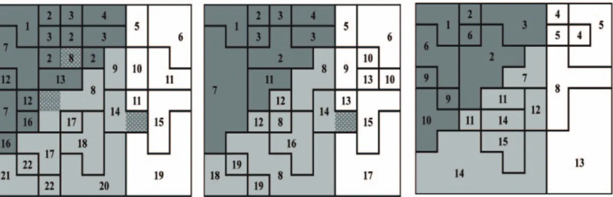 Fig. 4.  Pixel-linking results of simulation image in Fig. 3 using Nord = 0, 1, and 2 (from left) with Nlen = 2.
