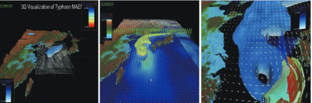 Fig. 2.  Scientific visualization of Typhoon Maemi(C.S. Kim et al., 2005).
