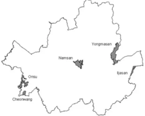 Fig. 1.  Five Parks Selected for the Current Study.