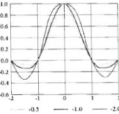 그림 5. 3차 회선 보간법을 위한 가중치 함수의 그래프 Fig. 5. The graph of weight function for cubic