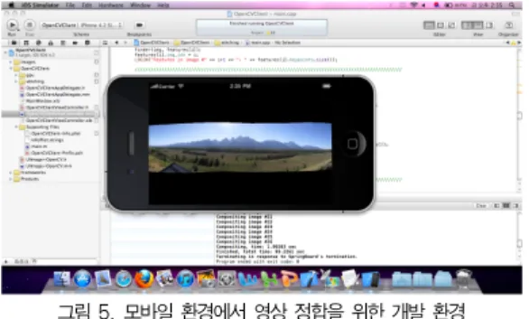 그림 5. 모바일 환경에서 영상 정합을 위한 개발 환경 Fig.5. Development environment for image stitching on