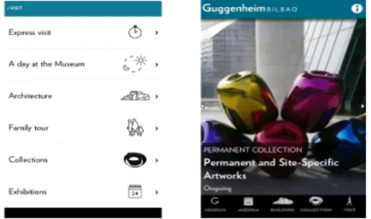 그림 3. 빌바오 구겐하임의 투어프로그램(스크린샷) Fig. 3. Tour programs of Bilbao Guggenheim(screenshot)