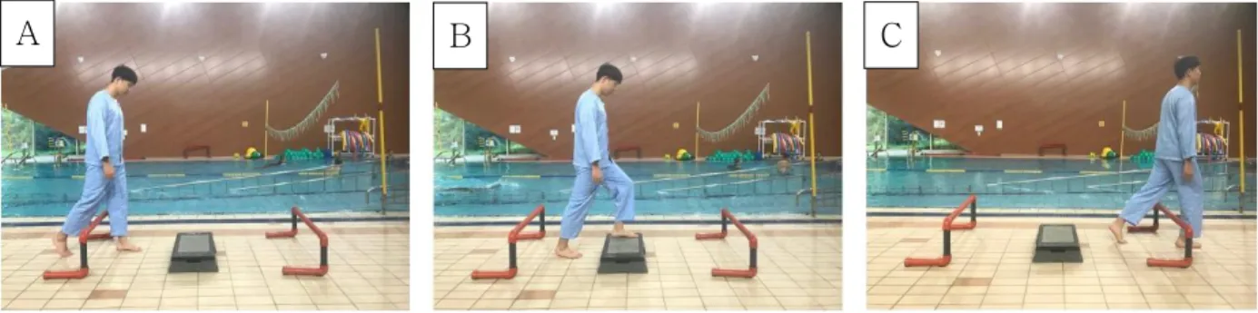 Figure  1.  Obstacle training program (A: task 1, B: task 2, C: task 3).
