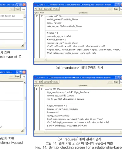 그림 12. 기본 타입 Z 명세의 구문 검사 화면 Fig. 12. Syntax checking screen for basic type of Z