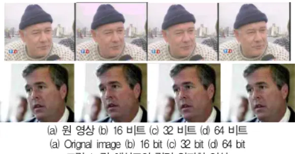 그림 1. 각 해상도의 컬러 양자화 영상 Fig. 1. Color quantization image of each resolutions