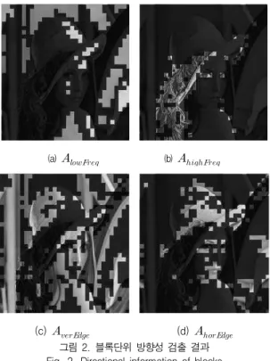 그림  2.  블록단위  방향성  검출  결과 Fig.  2.  Directional  information  of  blocks 