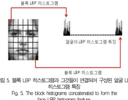 Fig. 5. The block histograms concatenated to form the face LBP histogram feature.
