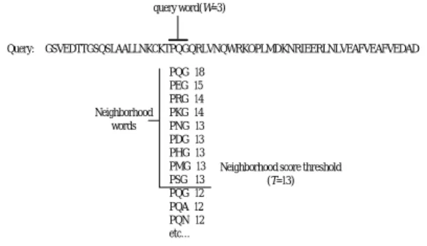 그림 1.  BLAST  검색 알고리즘 Fig.  1  BLAST  Search  Algorithm