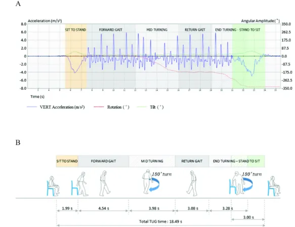 Figure 1. Timed Up and Go test (TUG) raw data measured using a single wireless inertial sensor
