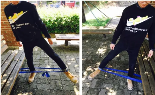 Table 3. Abduction exercise of hip joint using elastic band  (supine position and standing position, respectively)