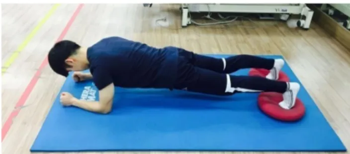 Figure 1. The plank position on stable ground. Figure 3. The plank position using a suspension device.