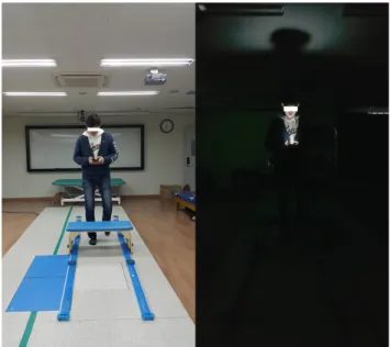 Figure 1. Texting and gaming on gait while walking with an ob- ob-structions under different illumination levels.