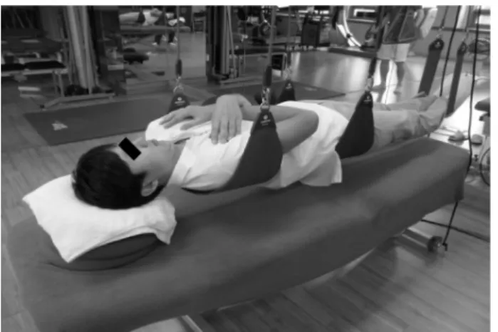 Figure 4. Using closed-chain exercise on the cervical flexion/ex- flexion/ex-tension.