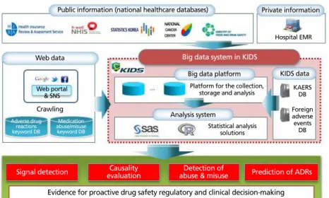 Figure 2.  A framework of future drug safety monitoring system based on the big data. SNS, social network  service; ADR, adverse drug reaction.