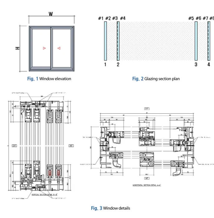 Fig. 1  Window elevation Fig. 2  Glazing section plan 