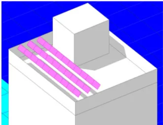 Fig. 7  Example of PV module installation on the rooftop of the building 2.5 태양광발전시스템 설치 잠재량 산정 시뮬레이션 수행 본 논문에서 구성한 태양광발전시스템을 기반으로 태양광발전시스템 설치 잠재량을 설치 면적, 용량, 연간  발전량 및 발전 성능 등 다양한 지표를 통해 시뮬레이션 결과를 분석하였다