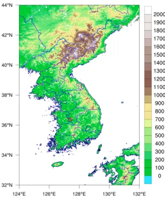 Fig. 1  Domain of satellite-based solar irradiance. 10 indicates the location of Daejeon ground observing station