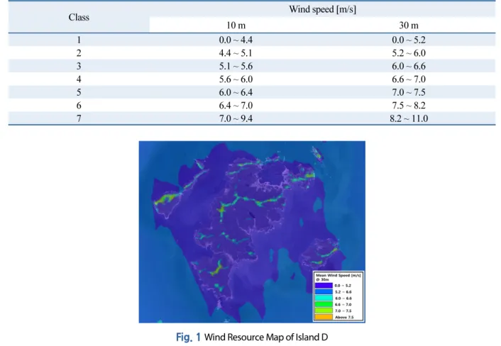 Fig. 1  Wind Resource Map of Island D