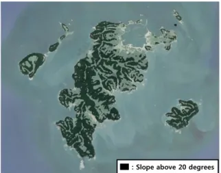 Fig. 3  Terrain slope map of island D