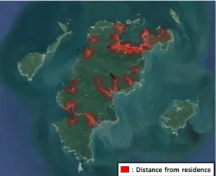 Fig. 4  Residence map in island D