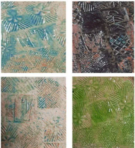 그림  2.  귀얄  도판  타일  효과 그림  3.  기법  적용  타일  효과  시뮬레이션  그림  4.  기법  적용  타일  효과  시뮬레이션  4