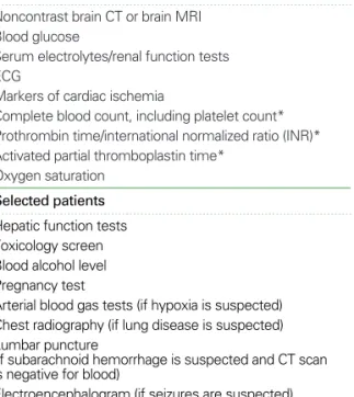 Table 1. Immediate diagnostic studies: evaluation of a patient with suspected acute ischemic stroke