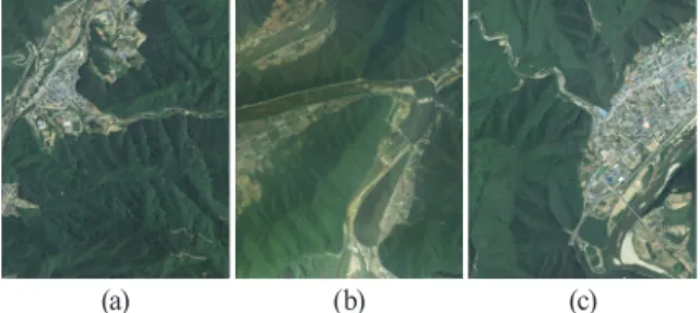 Fig. 3. Ground control points ( layout (a) eoron (2019) (25 points), (b) hyeon-ri (2019) (25 points), (c) inje-eup 