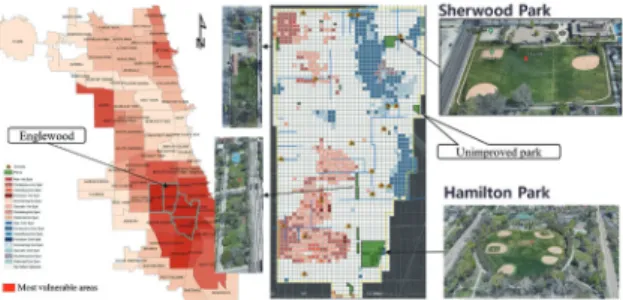 Fig. 8. Spatial analysis using crime data and Space-time  cluster analysis