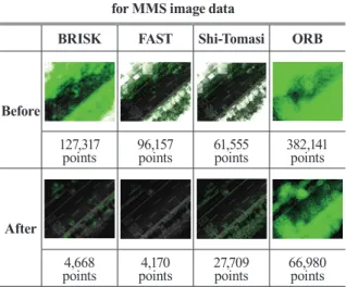 Table 1. Example of results before and after preprocessing  for MMS image data