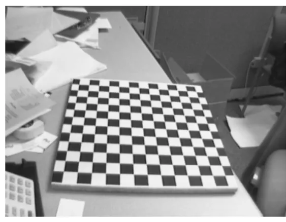 Table 1. Camera calibration result Focal length   657.4076   657.9287 Principal point   304.1098   244.8333 Image size  640  480 Radial distortion   -0.24580.0555   0.1612 Tangential  distortion   3.6736e-06  1.6723e-04