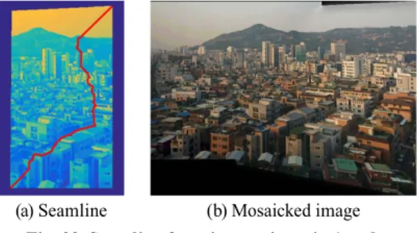 Fig. 31. Seamline from image of strip 1 and 2, and  mosaicked image of Case D