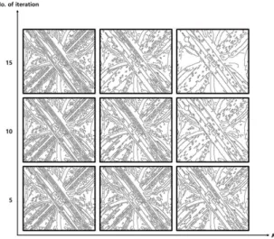 Fig. 6. Edges after anisotropic diffusion with different  coefﬁcient and iteration