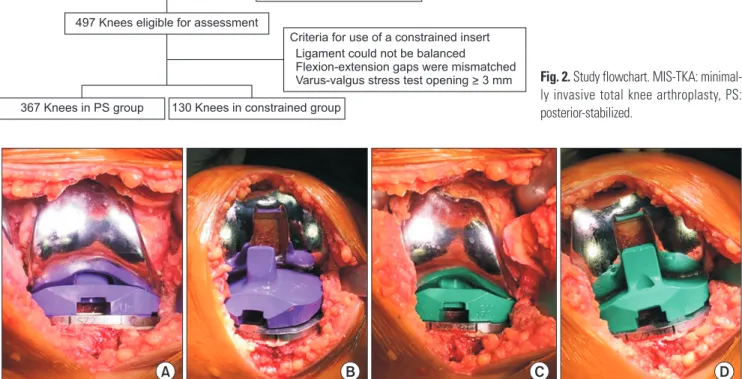 Fig. 2. Study flowchart. MIS-TKA: minimal- minimal-ly invasive total knee arthroplasty, PS: 