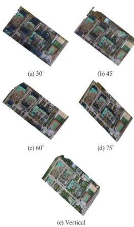 Fig. 9. 3D models generated by oblique images taken from  different angles