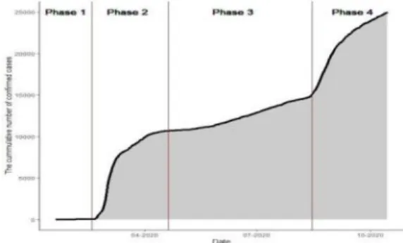 Fig.  2.  The  plot  of  daily  confirmed  cases  in  COVID-19