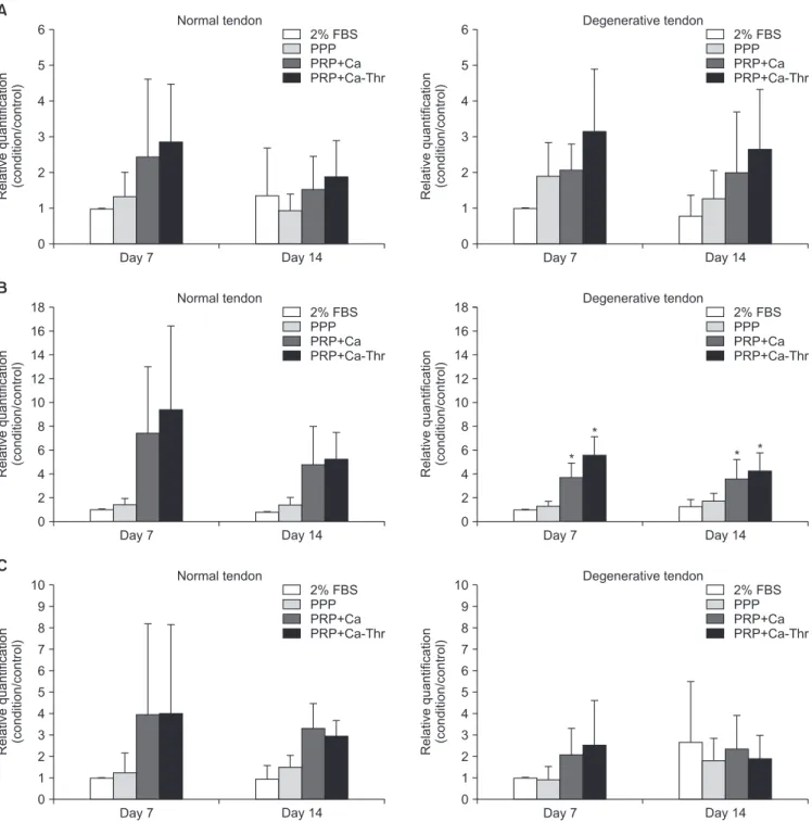 Fig. 3. Gene expression levels of type I and III collagen measured by real-time reverse transcriptase polymerase chain reaction