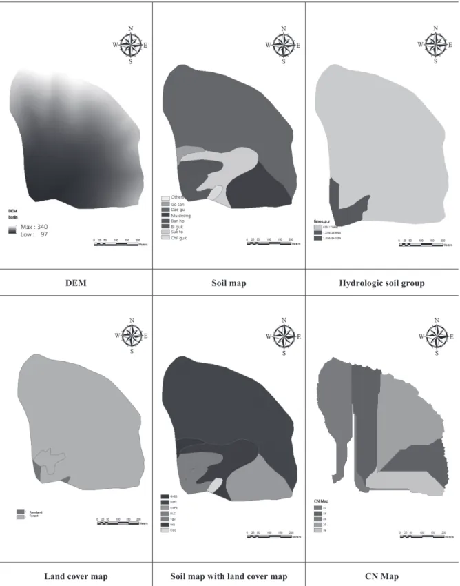 Fig. 4. Hydrological Geographic Parameters of runoff curve number and runoff coefﬁcient at Basin I