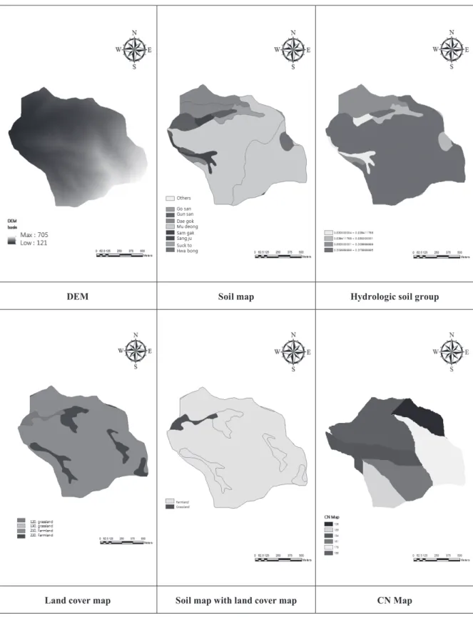Fig. 5. Hydrological Geographic Parameters of runoff curve number and runoff coefﬁcient at Basin II