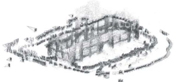 Fig. 8. The point clouds achieved by the image-based 3D reconstruction technique: (a) using smartphone camera (number  of images: 400 / number of points: 635,140 / number of noise points: 157,359), (b) using DSLR camera (number of images: 