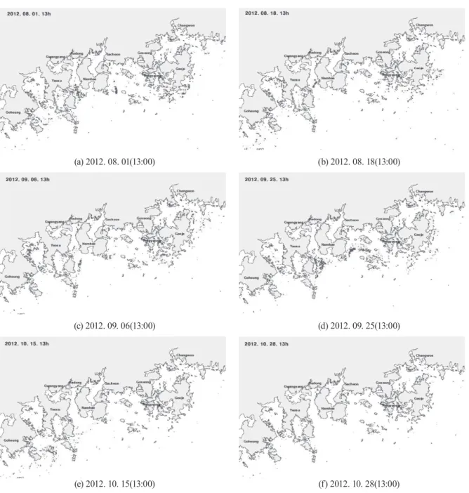 Fig. 2. Red Tide detection results in 2012