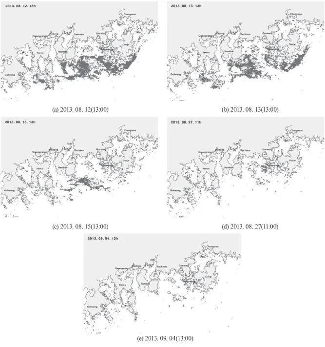 Fig. 3. Red Tide detection results in 2013