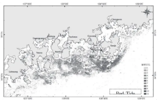Fig. 8. Analysis of frequency on Red Tide occurrence  for 3 years