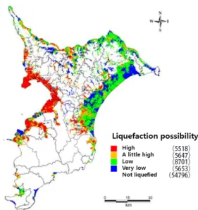 Fig.  1.  Distribution  map  of  liquefaction  risk  in  Chiba[8]